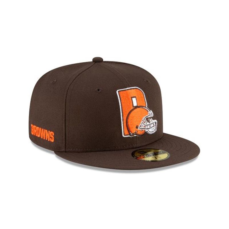 NFL Cleveland Browns Logo Mix 59Fifty Fitted (ESJ8936) - Brown New Era Caps